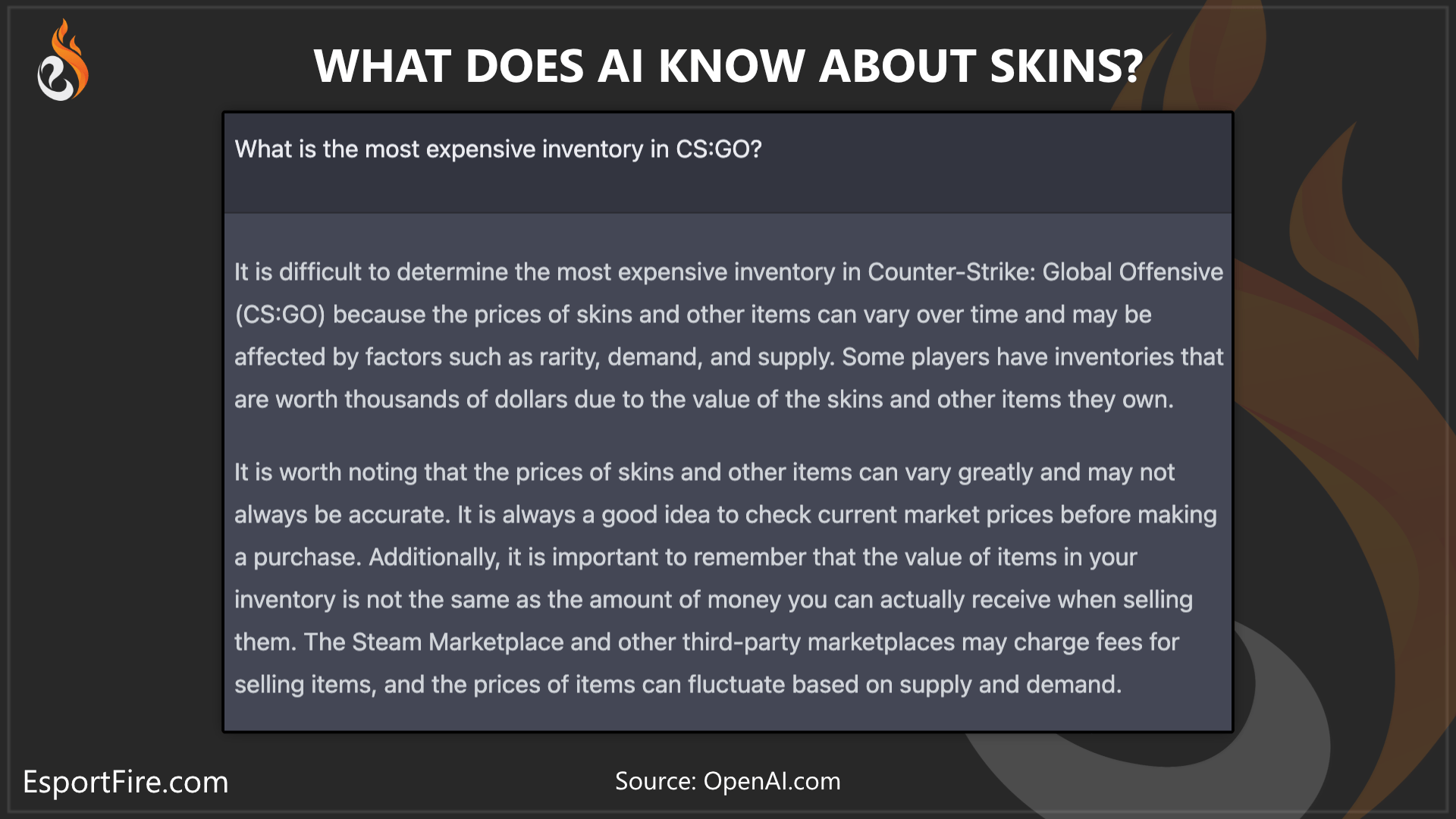 CS:GO What does OpenAI know about CS:GO