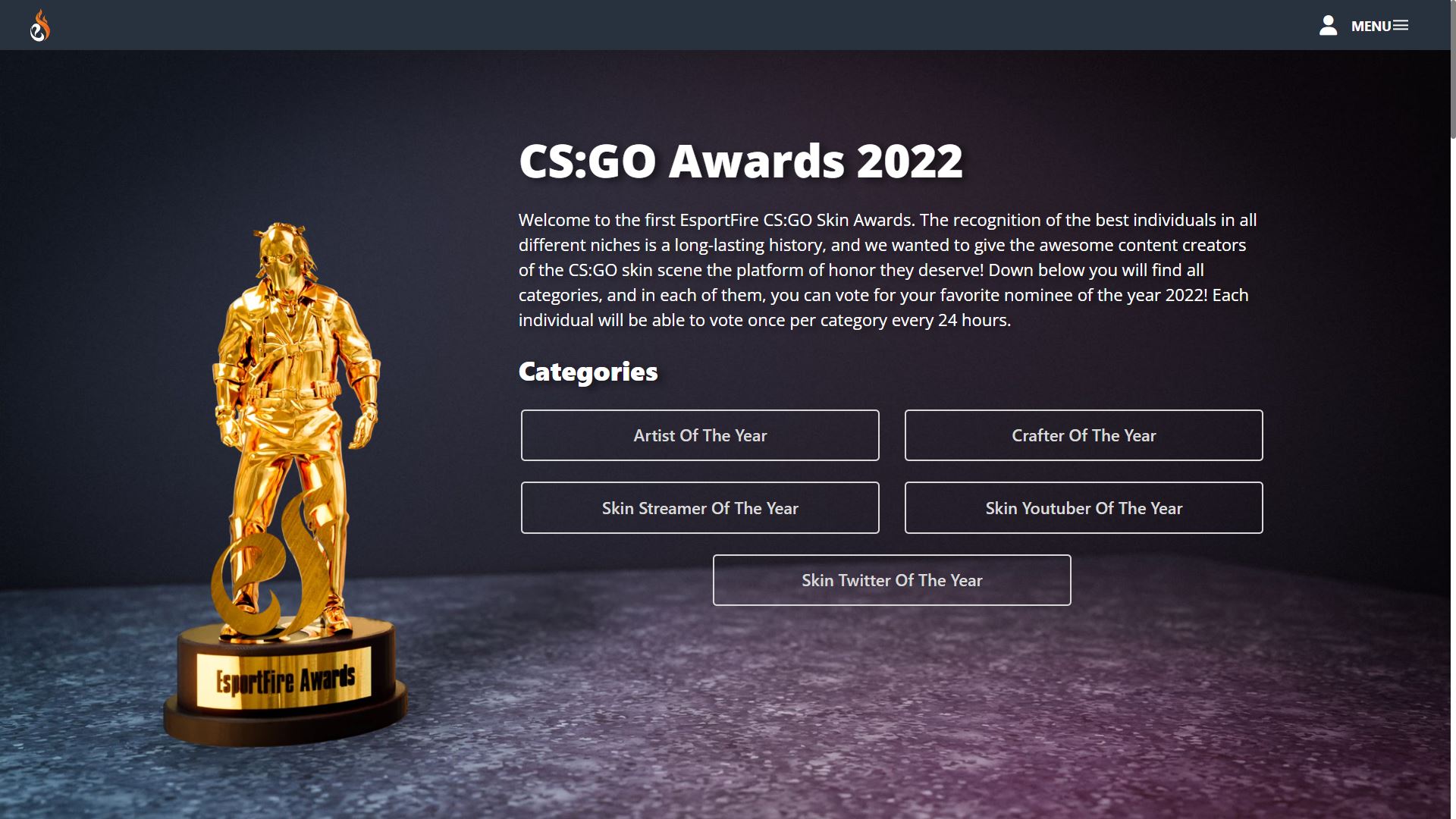 EsportFire CS:GO Skin Awards Categories