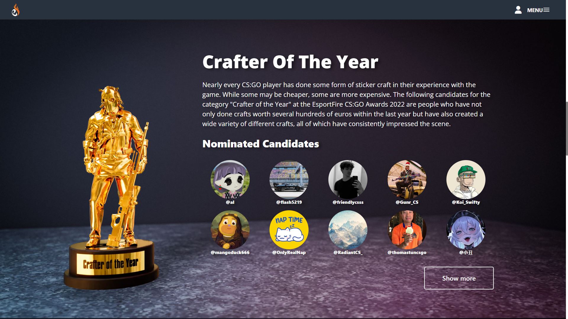 EsportFire CS:GO Skin Awards Crafter of the Year