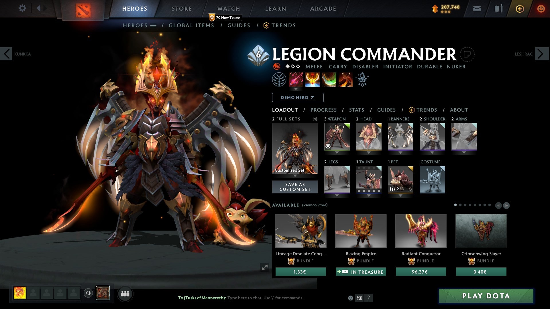 Dota 2 Legion Commander Arcana Set