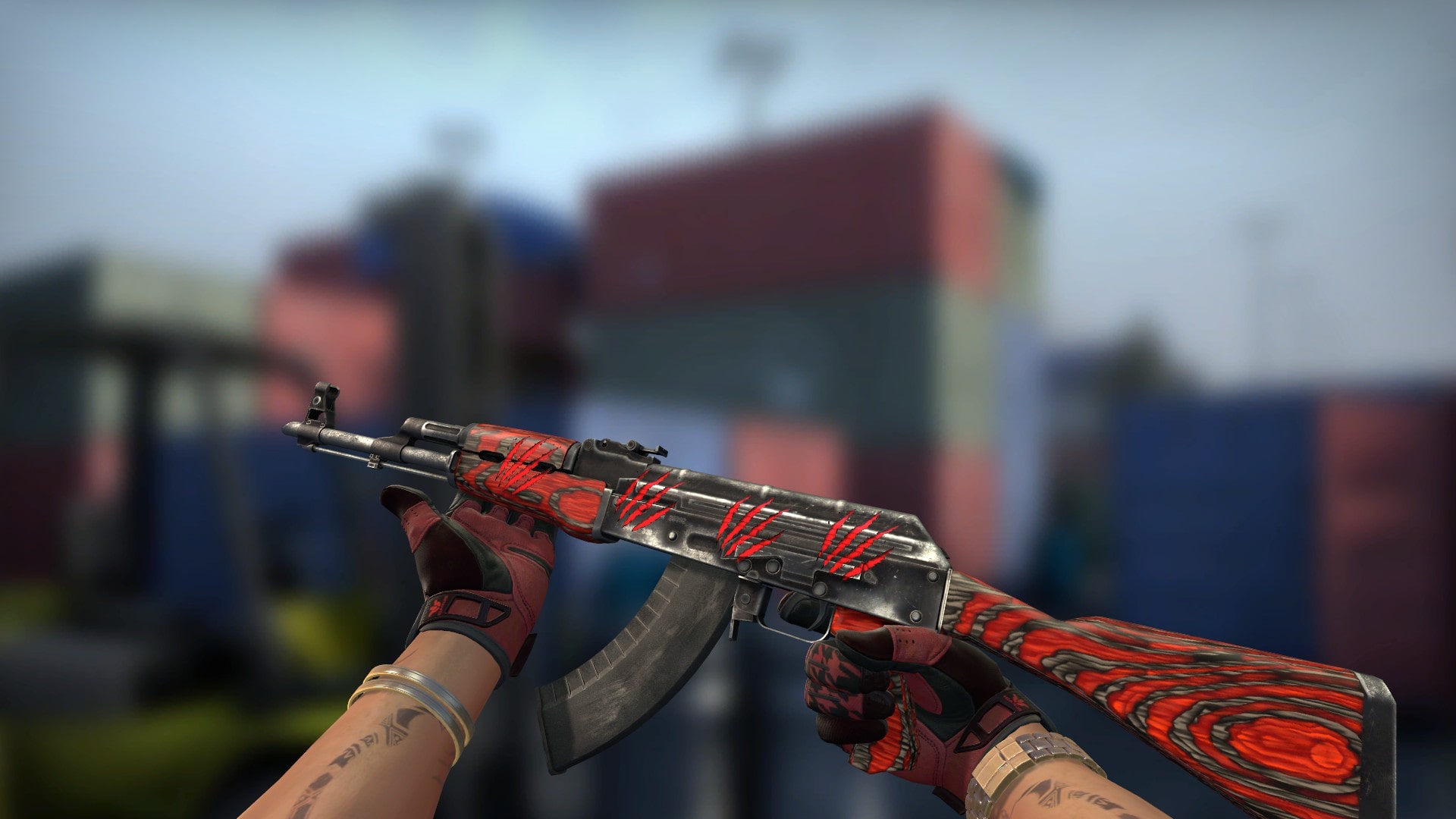 AK-47, Red Laminate + Red Stickers